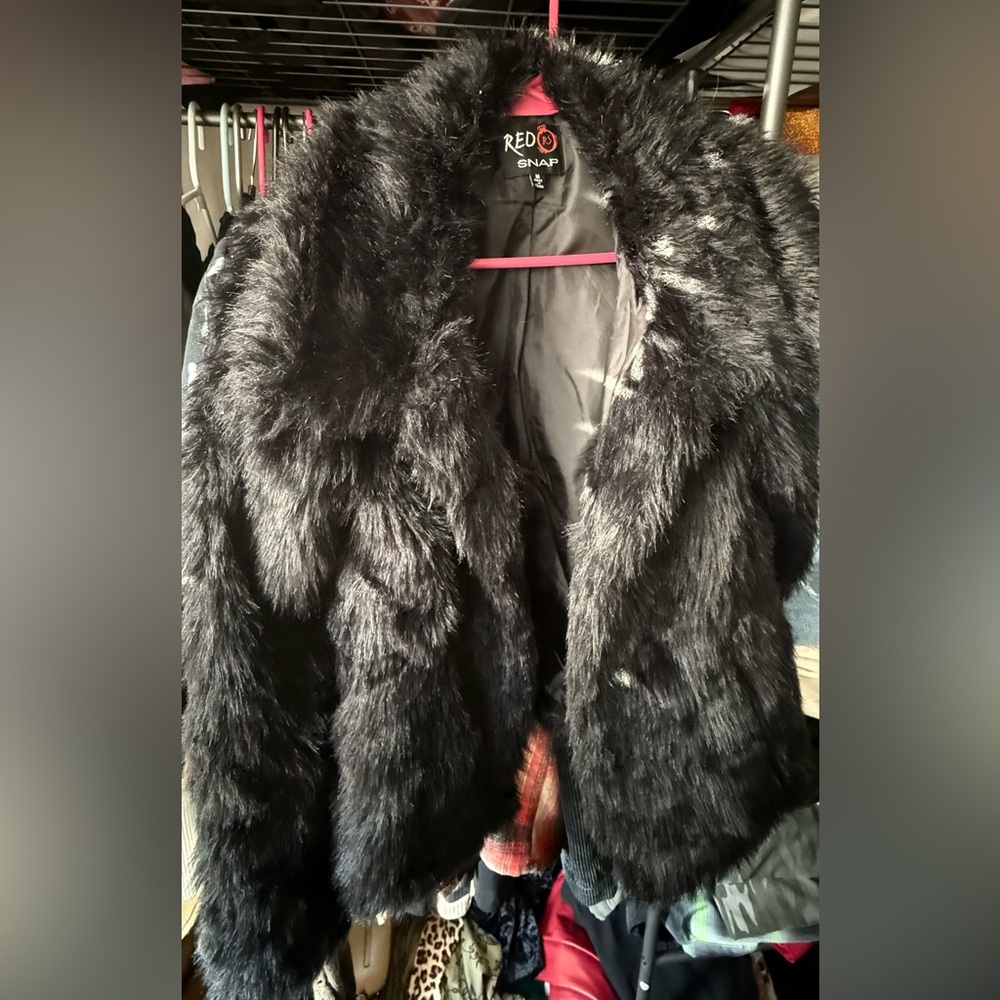 Red Black Faux Fur Teddy Jacket